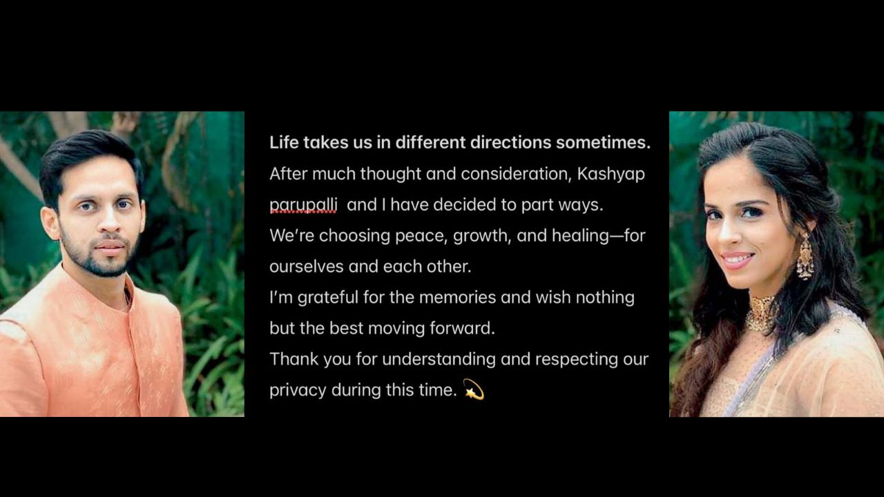  ಬ್ಯಾಂಡ್ಮಿಂಟನ್ ತಾರೆ ಸೈನಾ ನೆಹ್ವಾಲ್ ಹಾಗೂ ಪತಿ ಪರುಪಳ್ಳಿ ಕಶ್ಯಪ್ ಅವರ 7 ವರ್ಷದ ದಾಂಪತ್ಯಕ್ಕೆ ವಿದಾಯ: Saina Nehwal and Parupalli Kashyap announce separation